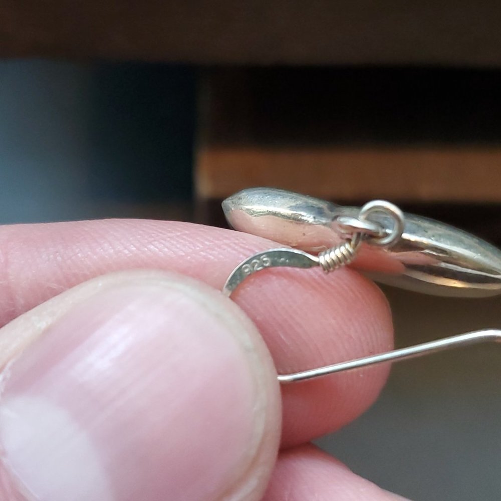 925 Sterling Silver Rustic Pig Dangle Earrings - Picture 3 of 5